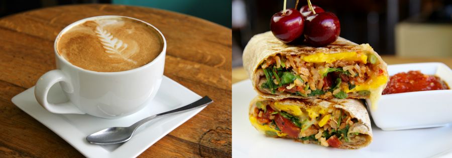 <who>Photo Credit: The Bench Market</who> The Bench Market's Latte and Breakfast Burrito