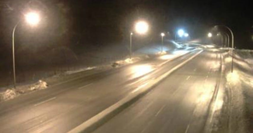 Hwy 97C at Hwy 5A Junction near Aspen Grove looking south.