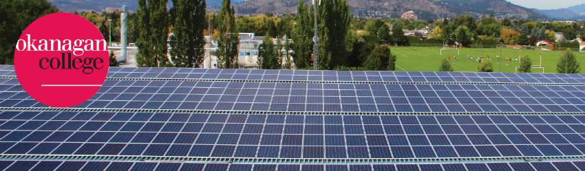 Solar panels atop the building at Okanagan College (Photo Credit: Okanagan College)