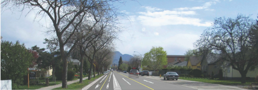 <who> Photo Credit: City of Kelowna </who> Concept photo of what the completed street will look like.