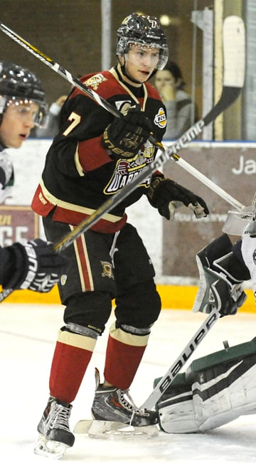 <who>Photo Credit: Lorne White/KelownaNow.com </who>Quin Foreman of the Warriors sent the game into overtime.