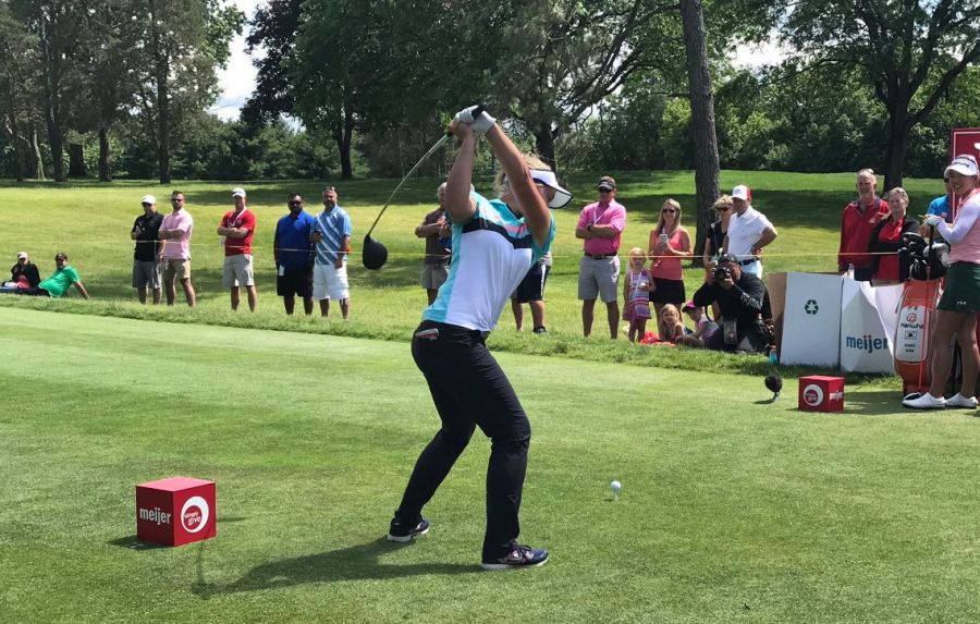 <who>Photo Credit: LPGA</who>Brooke Henderson tees off during her final round.