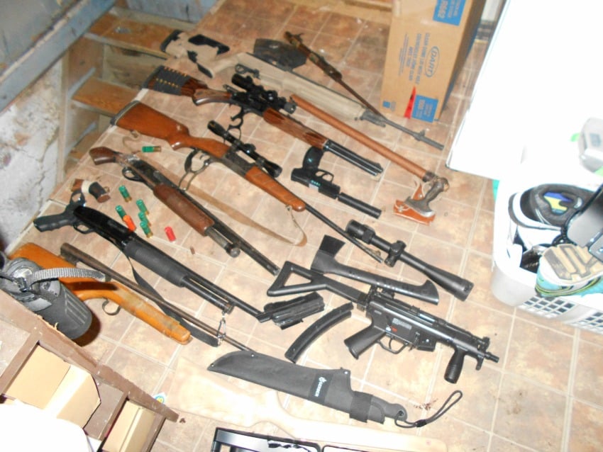 <who> Photo Credit: Kamloops RCMP </who> Several items were seized on Friday night from a residence in Kamloops.