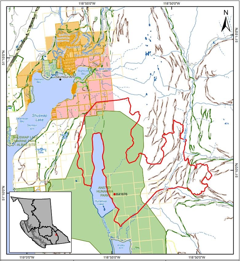<who>Photo Credit: BCWS</who>The fire's boundary as of Thursday.