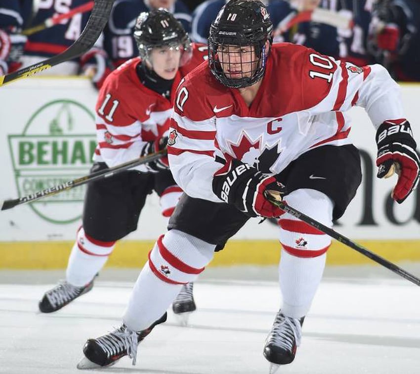 <who>Photo Credit: Hockey Canada </who>Jost and former Okanagan Rocket teammate, Liam Finlay, played together in the World Junior A Challenge.