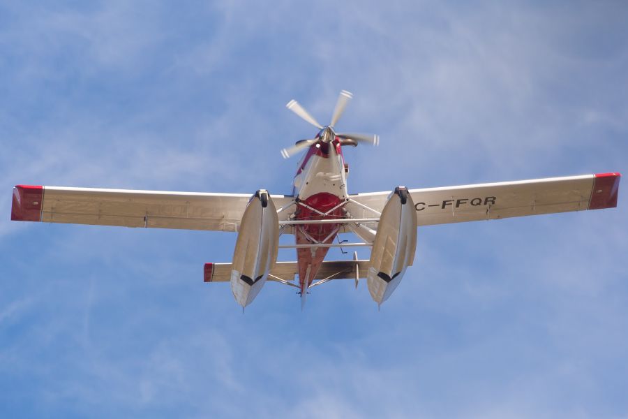 <who>Photo Credit: NowMedia</who> One of four Air Tractor 802As fighting today's Kerr Creek wildfire