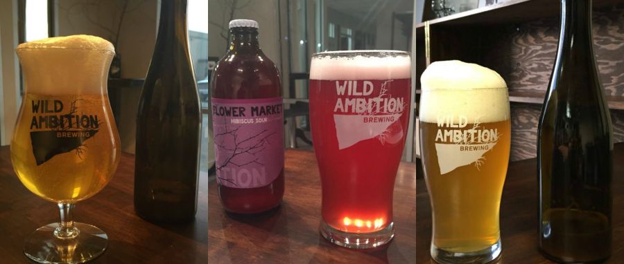 <who>Photo Credit: Wild Ambition Brewing</who>Wild Ambition's Rye Saison, Hibiscus Sour and Amarillo Farmhouse IPA. (L to R)