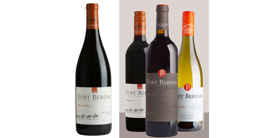 </who>The Fort Berens 2020 Pinot Noir ($35), left, won a platinum medal at the recent WineAlign National Wine Awards of Canada, and the 2019 Merlot (sold out), 2019 Reserve Merlot ($40) and 2021 Gruner Veltliner ($25) picked up gold.