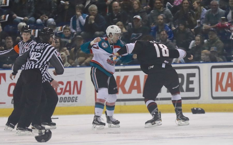 <who>Photo credit: KelownaNow - Captain Rodney Southam stepping up in a high spirited first period</who>