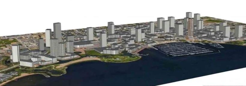 </who>This drawing shows what Kelowna's skyline could look like in the not-to-distant future.
