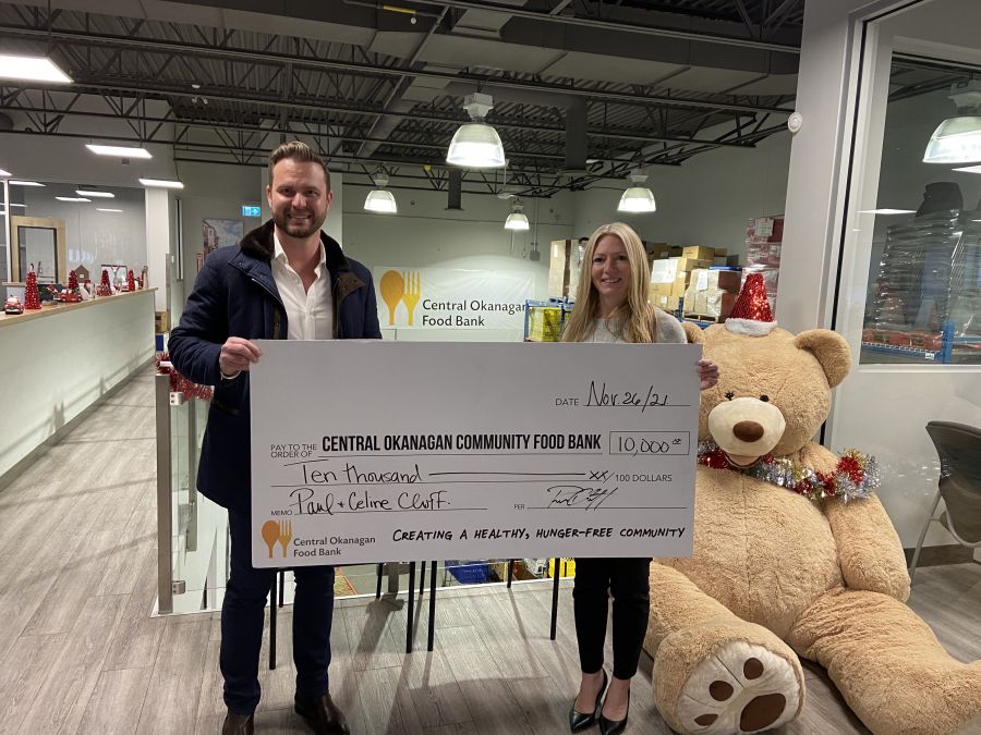 <who>Photo Credit: (Contributed) </who> Kelowna realtor Paul Cluff donated $10,000 to the Central Okanagan Food Bank.