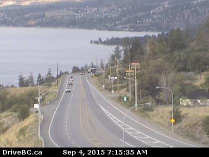 Hwy 97 at Hwy 97C - S Hwy 97 at Hwy 97C junction, about 5 km south of Westbank, looking south. (Photo Credit: DriveBC)