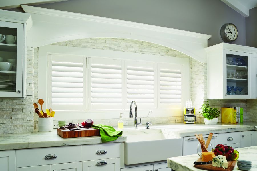 <who>Photo Credit: Budget Blinds Kamloops</who>Wood shutters are simple, safe and a great go-to. 
