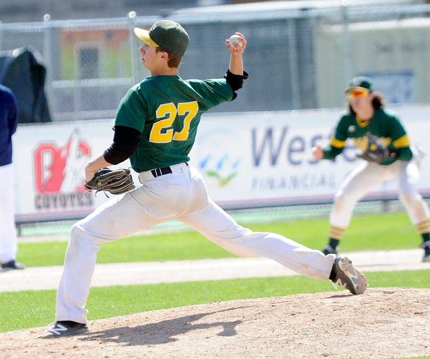 <who>Photo Credit: Lorne White/KelownaNow </who>The Athletics' Jackson Borne went the full seven innings for a second a straight time and improved to 2-0 on the season.