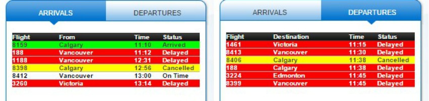 <who> Photo Credit: Kelowna International Airport. </who> Flight statuses as of 11 a.m. PST. 