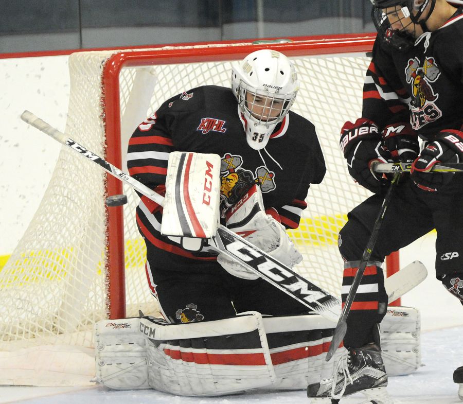 <who>Photo Credit: Lorne White/KelownaNow </who>Braeden Mitchell posted his second shutout of the season on Saturday against 100 Mile House.