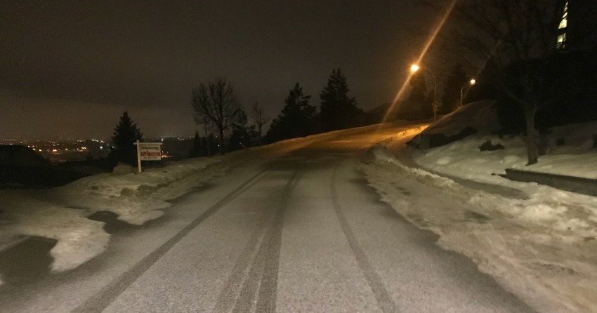 Roads are becoming icy in lower Mission area.