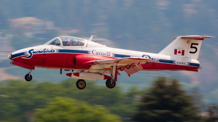 <who>Photo Credit: NowMedia</who> A Snowbird over Penticton airport Sunday afternoon