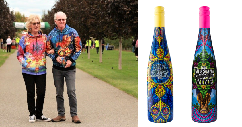 </who>Marion and Wyn Lewis (wearing hoodies that match wine labels) are selling the 11.3-acres property that includes their home, The Vibrant Vine Winery and vineyards for $13.5 million.