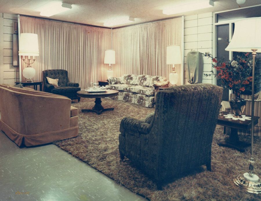 <who>Photo Credit: Guerard's Fine Furniture</who> Staged tea room for the Royals during their visit in 1971