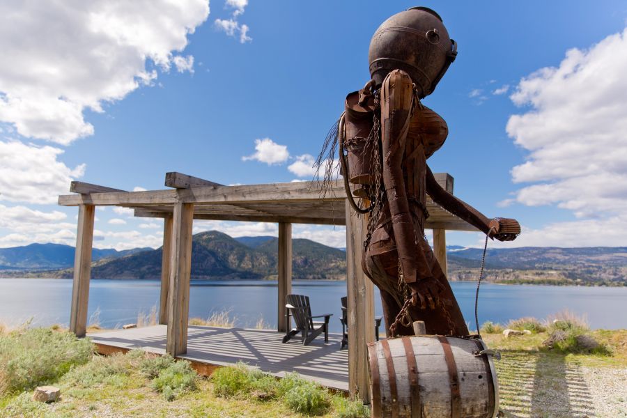 <who>Photo Credit: NowMedia/Gord Goble</who> 'Lost' found its final resting spot on a cliff hovering over Okanagan Laken
