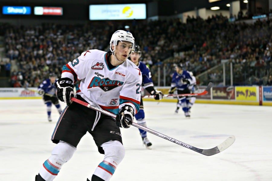 <who>Photo Credit: KelownaNow</who>Justin Kirkland scored both Rockets' regulation goals on Tuesday, including the clutch game tying goal with less than a second left in the game.