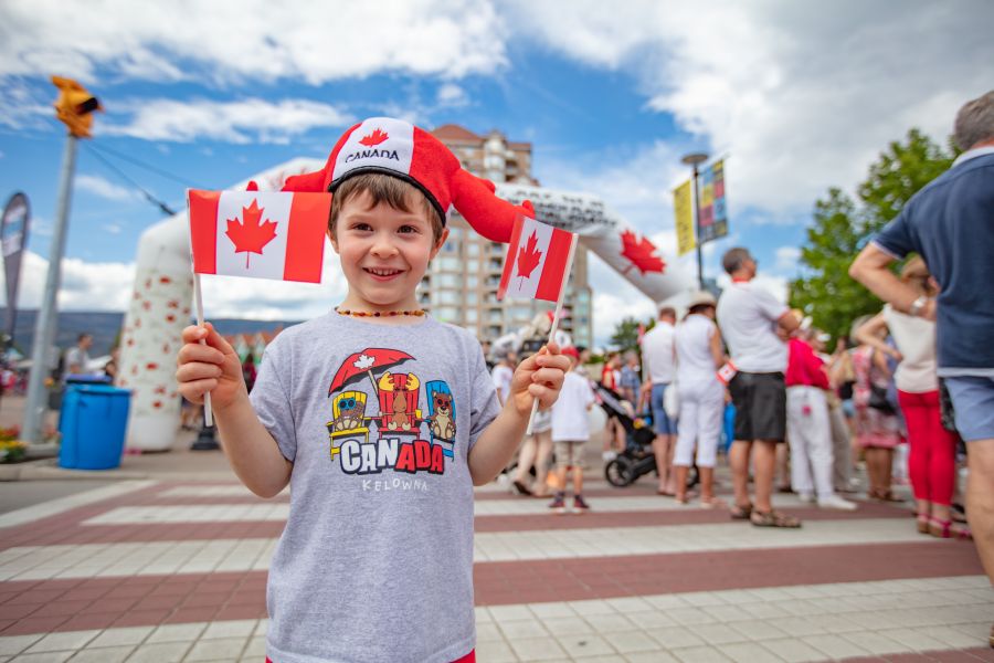 A sea of red and white flooded downtown Kelowna for Canada Day
