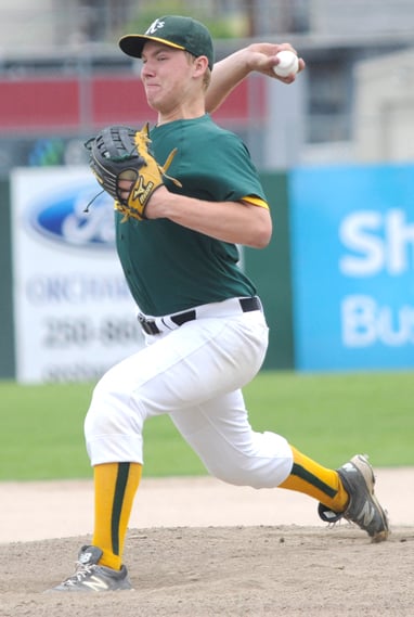 <who>Photo Credit: Lorne White/KelownaNow </who>Austin Brown lasted four innings in the A's third loss.