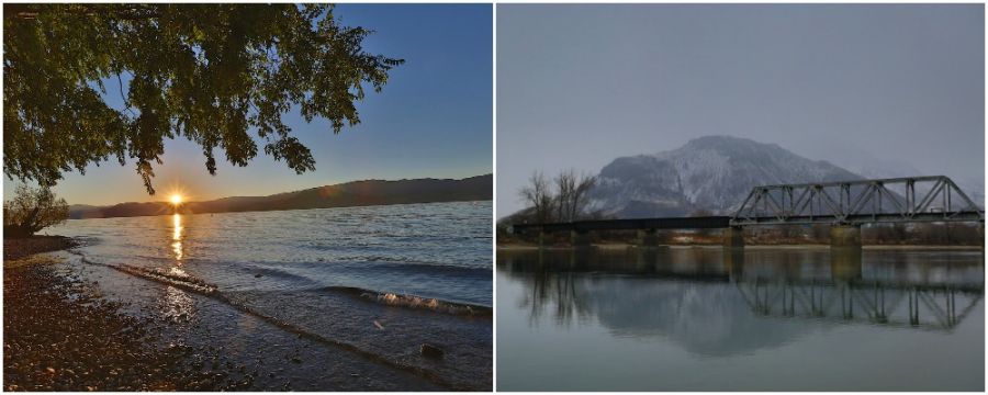 <who> Photo Credit: KelownaNow. </who> Okanagan Lake (L) and Thompson River (R). 