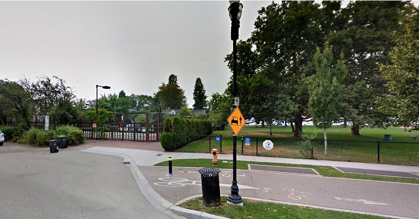 <who>Photo Credit: Google Maps</who>The property and the south end of Strathcona Park as seen from Abbott Street.