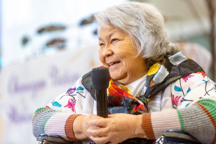 <who>Photo Credit: NowMedia/Gord Goble</who> "Grandma" Grace at the 2023 Okanagan Nation Women's Awards