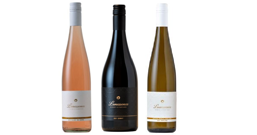 </who>Three of Lunessence's stand-out wines are the 2021 Estate Single Vineyard Blanc de Noirs Rose ($24), the 2021 Gamay ($28) and the 2021 Estate Single Vineyard Riesling ($25).