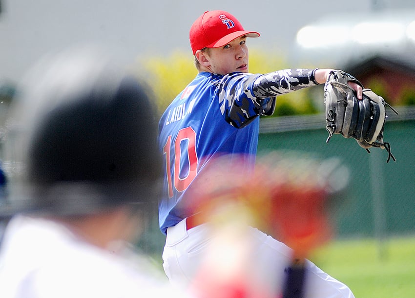 <who>Photo Credit: Lorne White/KelownaNow </who>Jordan Laidlaw earned the pitching win in the first game of the Sun Devils' doubleheader.