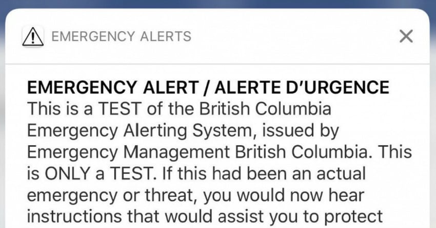 First annual test of BC's emergency alert system happening Wednesday ...