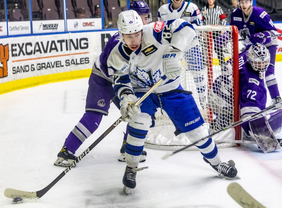 <who>Photo Credit: NowMedia/Gord Goble</who> Nadeau during the 2022-23 playoff run