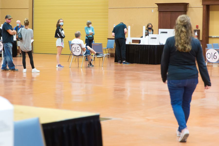 <who>Photo Credit: Now Media</who> Action was steady at the Penticton Trade and Convention Centre polling place