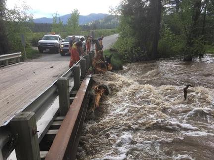 <who>Photo Credit: RDOS </who>Work crews in the District of Summerland have been working hard to ensure flood waters don't come pouring down from local creeks into the downtown area.