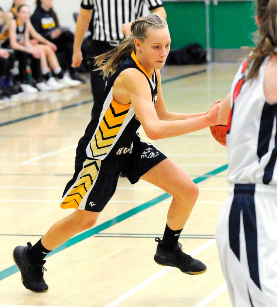 <who>Photo Credit: Lorne White/KelownaNow </who>The fifth-place Okanagan Mission Huskies were led by provincial all-star Tatum Wade.