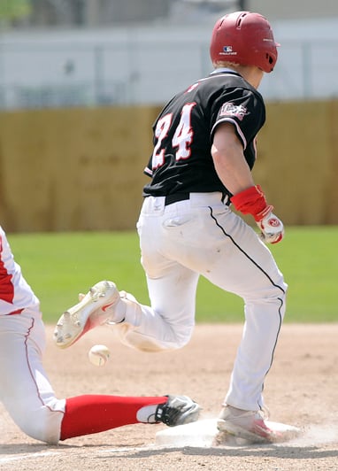 <who>Photo Credit: Lorne White/KelownaNow </who>Kelowna's Davis Todosichuk finished with .455 (10-for-22) <br>batting average in the CCBC championship tournament.