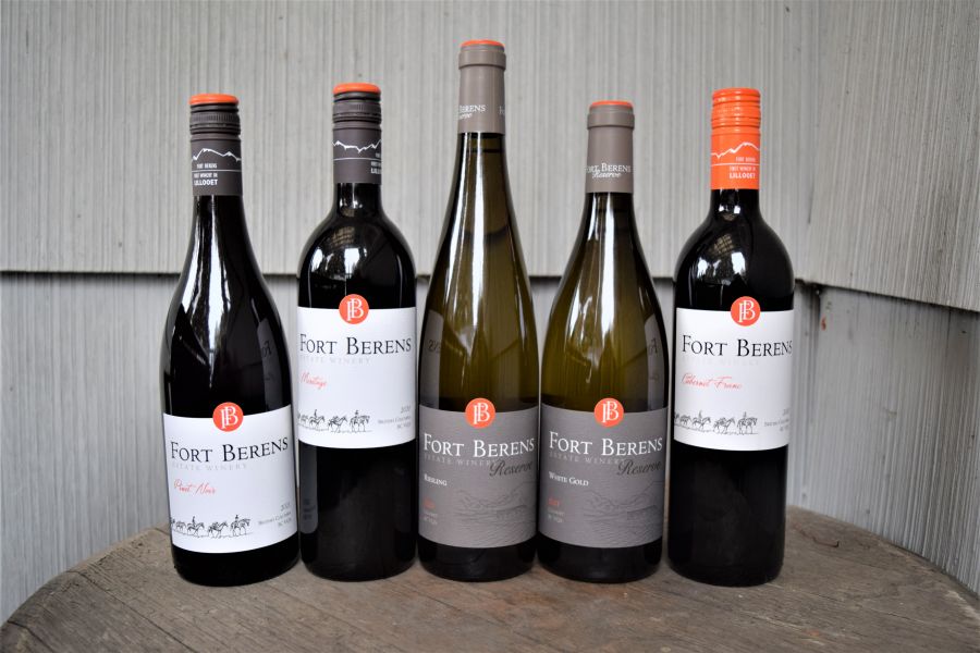 </who> New releases from Fort Berens, from left, 2021 Pinot Noir ($35), 2020 Meritage ($32), 2021 Riesling Reserve ($30), 2021 White Gold Chardonnay ($32) and 2020 Cabernet Franc ($33).