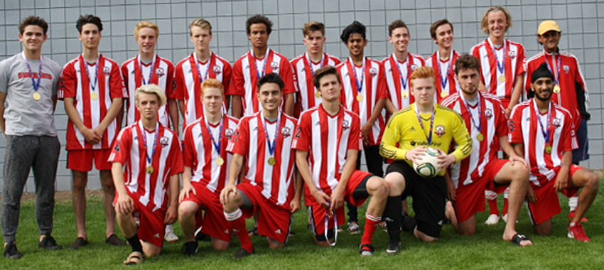 <who>Contributed </who>Kelowna United defeated host Penticton Pinnacles 1-0 on Sunday to claim the Thompson-Okanagan Youth Soccer League U18 playoff championship. The team will represent the zone at the BC Soccer provincial tournament in West Vancouver July 7-10. Members of the winning team are, from left, front: Justis Jelasco, Matthew Harden, Cameron Ambrosio, Corbin Beauchemin, Corey Bennett, Lloyd Larsen and Jas Khun Khun. Back: Spencer Young, Ilan Michaeli, Kealan Cangiano, Jeremy McKay, Hakeem Rockwell, Noah Vandemark, Raj Parmer, Josh Clark, Foster Warren, Zach Bradshaw and Yann Calmets (coach).