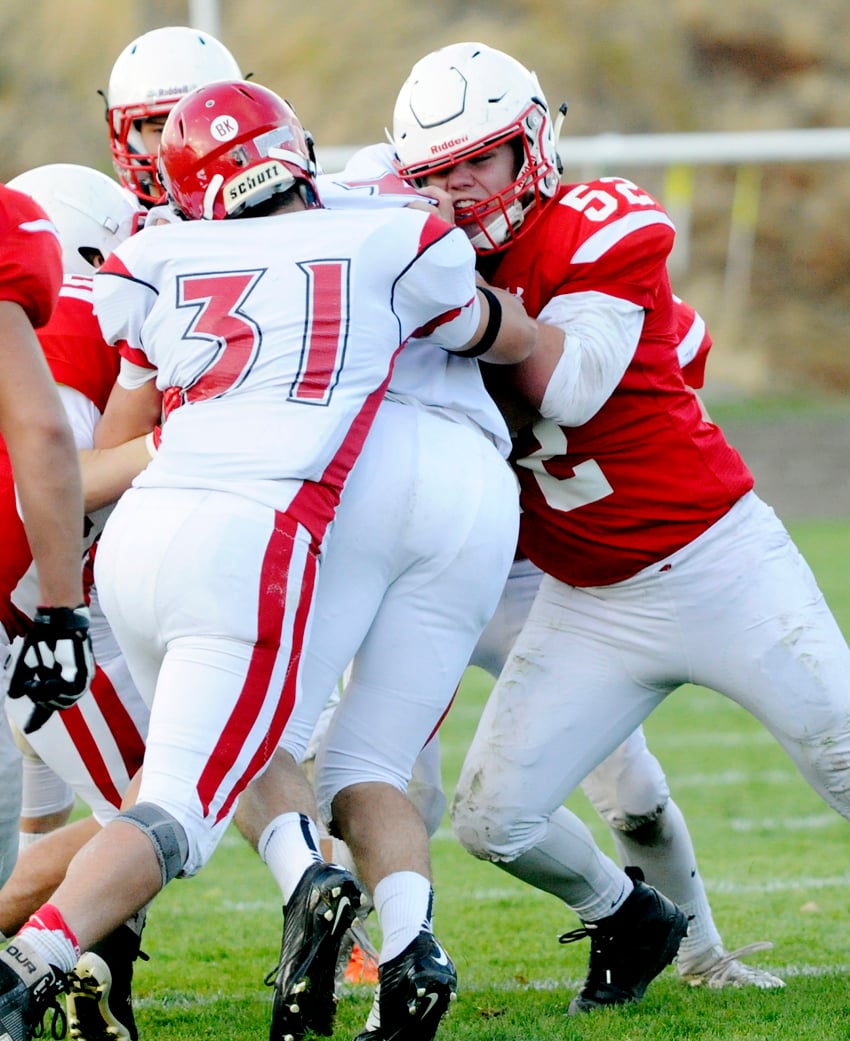 <who>Photo Credit: Lorne White/KelownaNow </who>Spencer Lindholm (52) was the lone Mt. Boucherie Bear named to the B.C. Secondary School Football Association Eastern Conference all-star team.