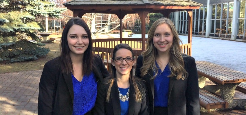 Okanagan College students (from L to R): Miranda Birkbeck, Faye Hughes and Sarah Kelman.