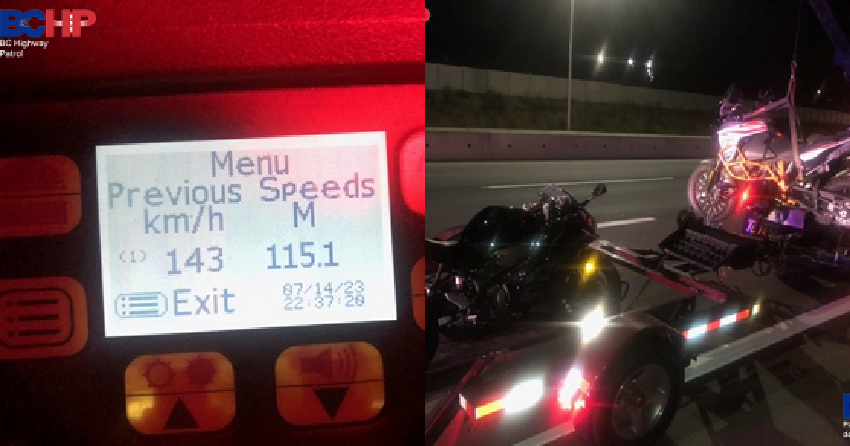2 motorcycles impounded after getting caught going nearly 150km/h on Hwy 1 in Saanich