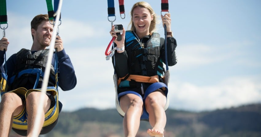 Parasailing Above Okanagan Lake