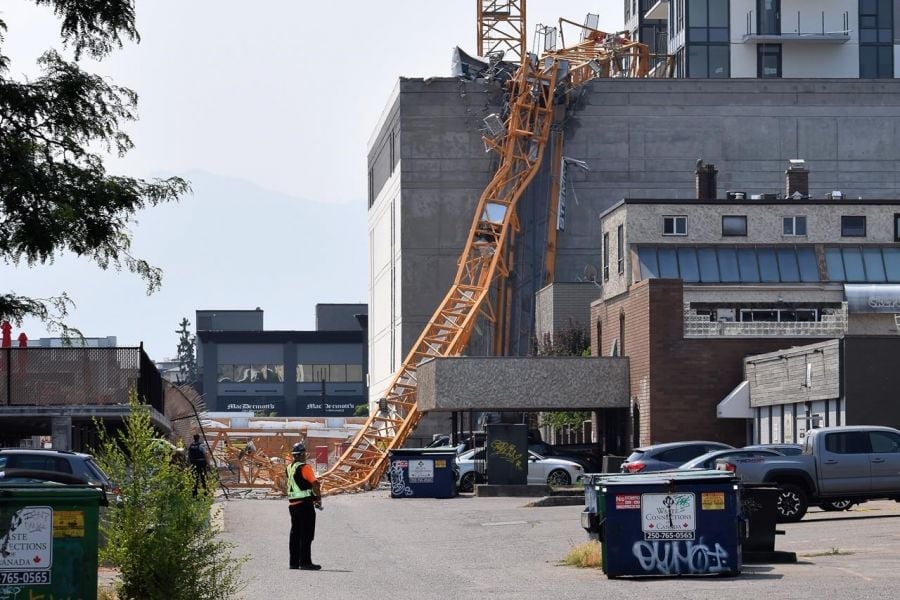 </who>The collapsed crane.