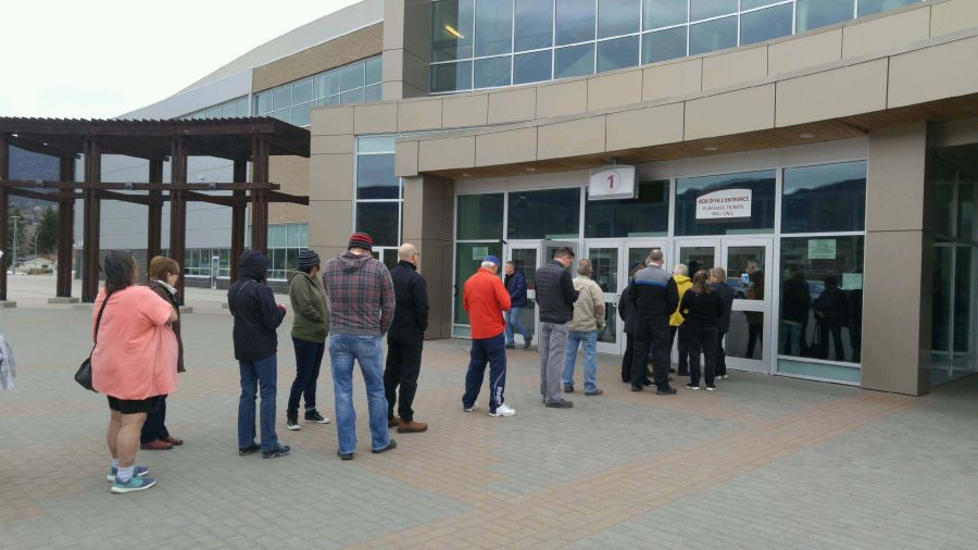 A crowd of about 50 people were in line inside the lobby and outside the front doors of the SOEC when tickets for the John Fogerty concert set for July 14 went on sale Friday morning at the SOEC box office.