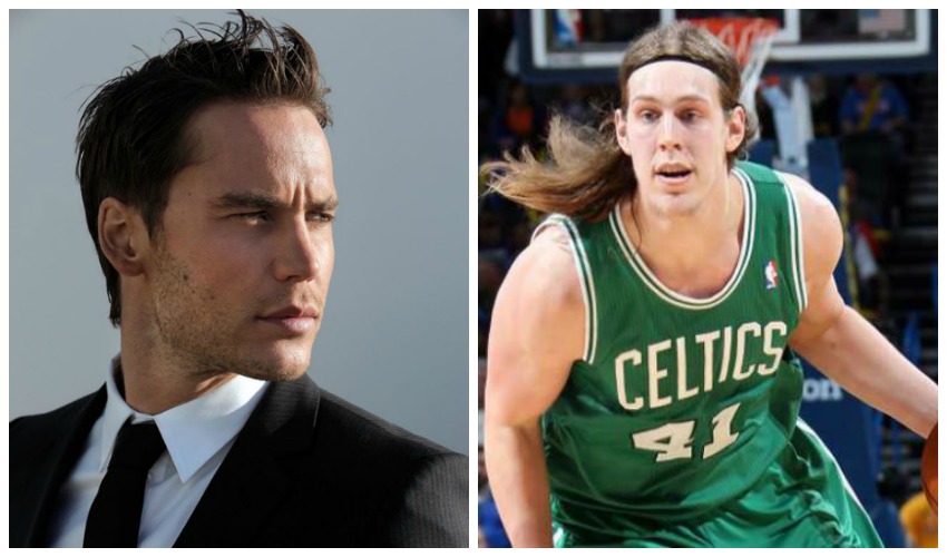 <who> Photo Credit: Facebook (L) and Creative Commons (R). </who> Actor Taylor Kitsch (L) and NBA player Kelly Olynyk (R). 