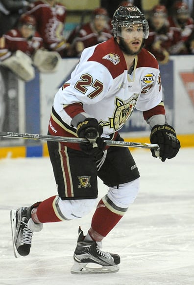 <who>Photo Credit: Lorne White/KelownaNow </who>A Niagara Falls product, Marino joined the Warriors after <br>entertaining offers from Brooks and Trenton.