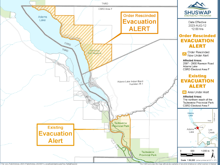 Some evacuation orders lifted for properties near pair of Shuswap wildfires
